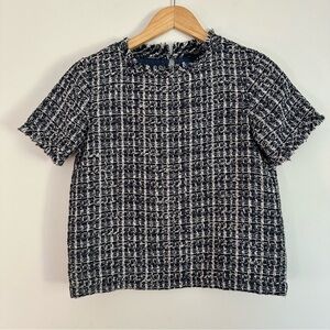 Ann Taylor Factory Blue Tweed blouse size: XSP